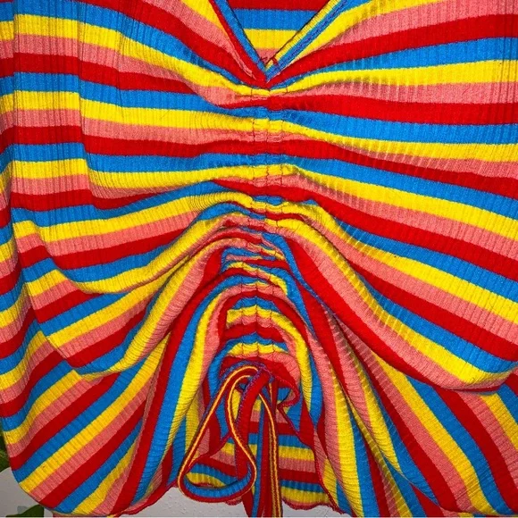 Multicolor Ruched Drawstring Top - Picture 3 of 5